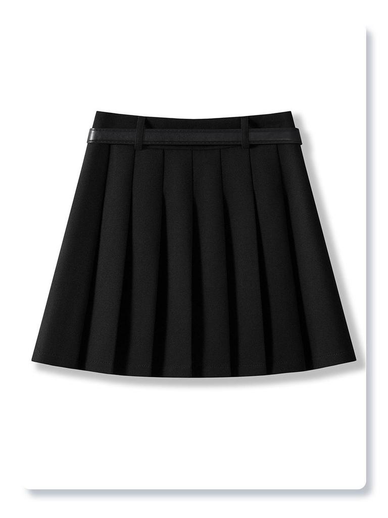 Women's Khaki High-Waisted A-Line Pleated Midi Skirt - 2024 Autumn/Winter Collection