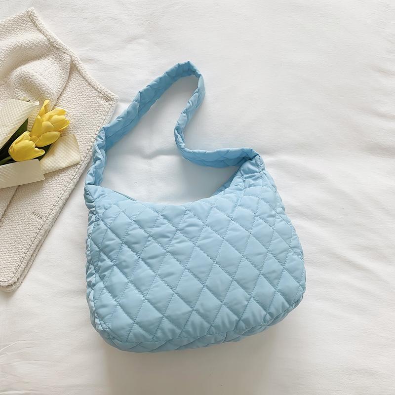 Internet celebrity fashion small fresh leisure bag 2025 autumn and winter rhombus embroidery thread shoulder underarm bag simple women's bag foreign 