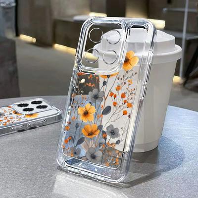 Custodia Trasparente con Foglie Floreali Per Xiaomi 13t 11t Pro Poco X6 Pro Redmi Note 13 12 11 Pro K70e Silicone Morbido Protezione Lente Custodia Sottile