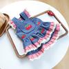 Denim Princess Female Pet Dress Harness Vest Dog And Cat Autumn Costume Outfit XS XL Puppy Animal Small Breeds One Piece Apparel