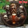 Wikinger Metall Wandkunst Vintage Nordische Dekoration Skelett Bierkrug