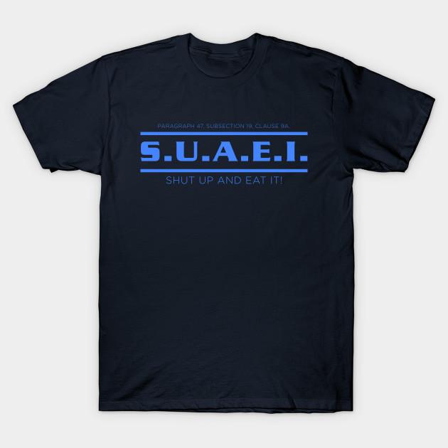 

Men Black Print T-shirt Babylon 5 Quotes - Shut Up And Eat It No-Cut Transfer Paper Print Cotton Tshirt 2XL Темно-синій