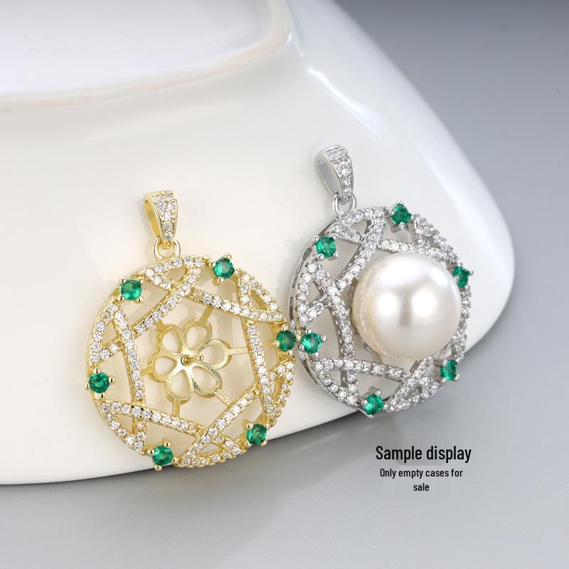 Micro-Paved Full Diamond Pearl Pendant with Zircon Accents