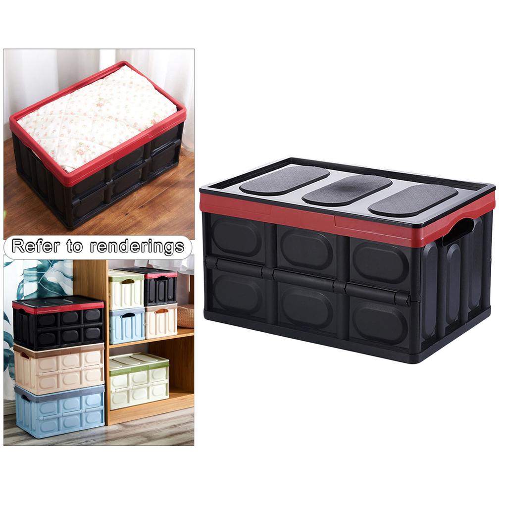 Car Trunk Organizer 30L Foldable Tools Equipment Storage Box for BBQ Lake - Black