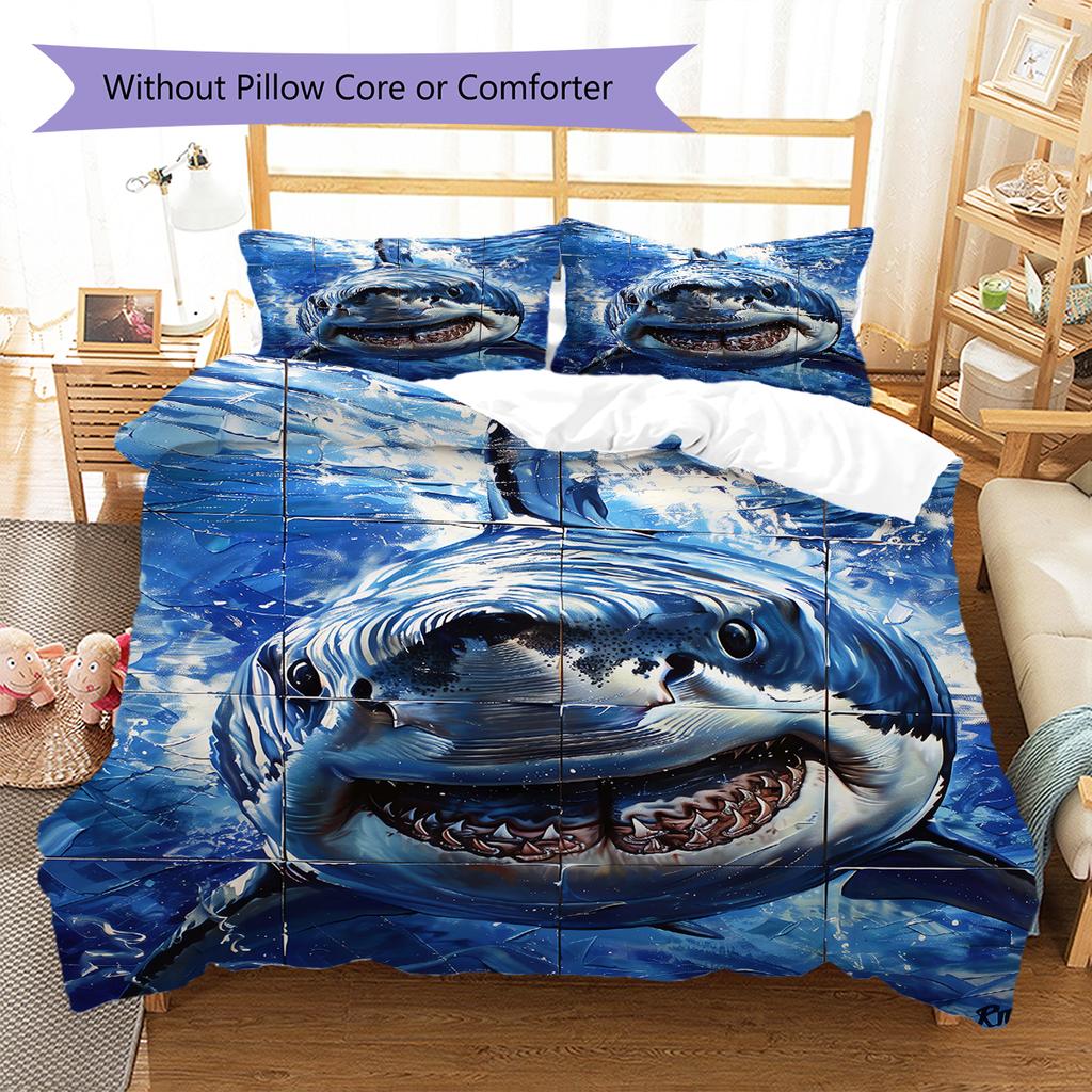 Animal Pattern Bedding Quilt Set Quilt Cover Pillowcase Home Decoration Gift (1 * Duvet Cover + 2 * Pillowcase, Without Core)