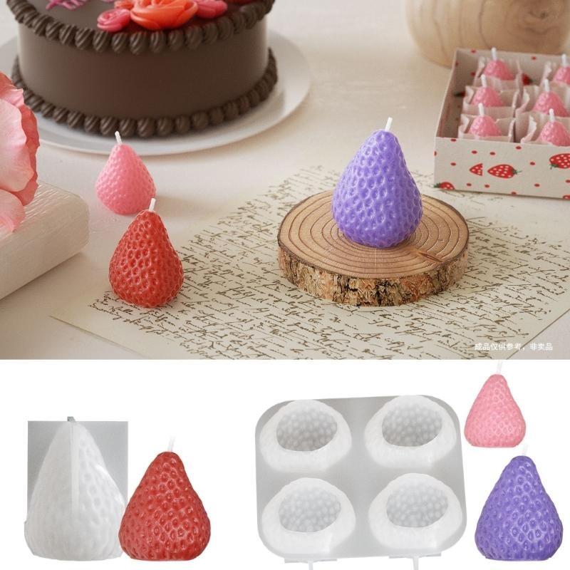 3D Strawberry Aromatherapy Candle Silicone Mold DIY Handmade Romantic Scented for Valentine's Day Party Home Decor Birthday Gift