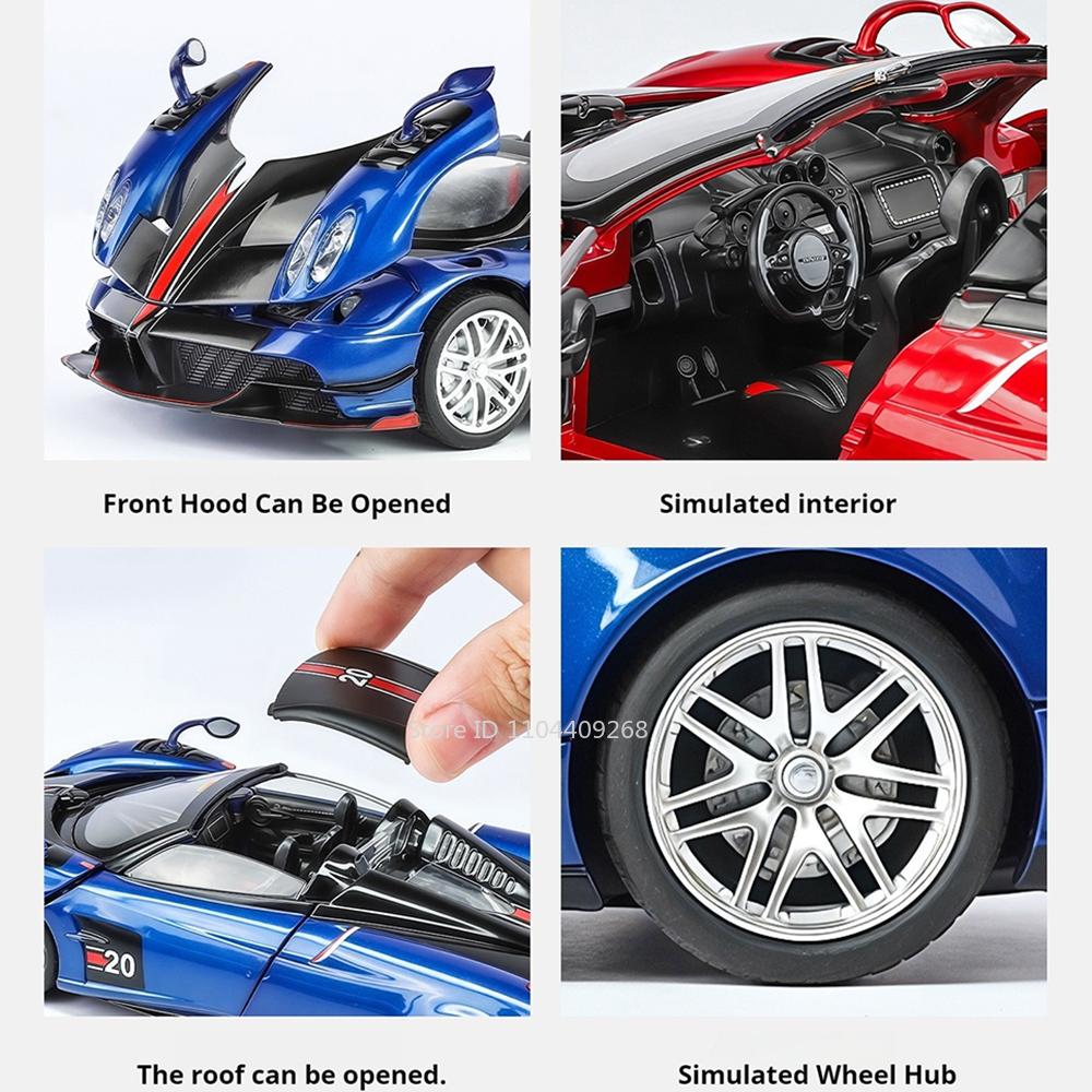 1:32 Huayra BC Dinastia Sports Car Model Toy Music Light Pull Back Metal Diecast Vehicle Supercar Models Hobby Collection Gifts
