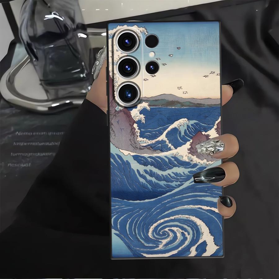 Case for Samsung Galaxy S26 Ultra S23 S25 Plus S20 Ultra S24 S21 FE S10 S9 Note 20 8 9 10 Funda Phone Cover Cartoon Wave