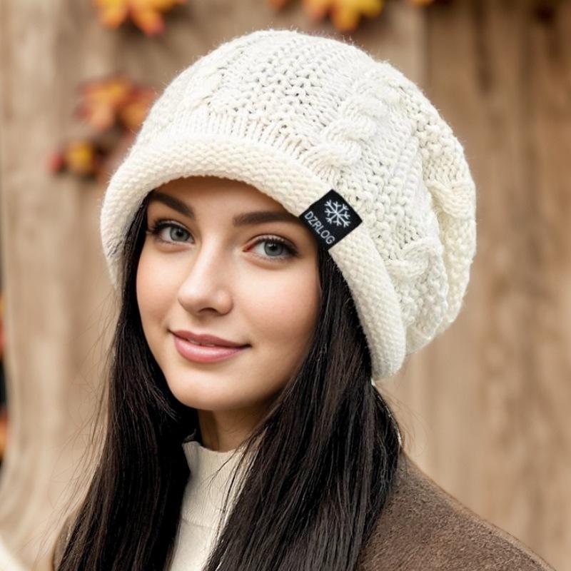 Winter new hat women's fashion ear protection knitted wool hat warm loose pile hat