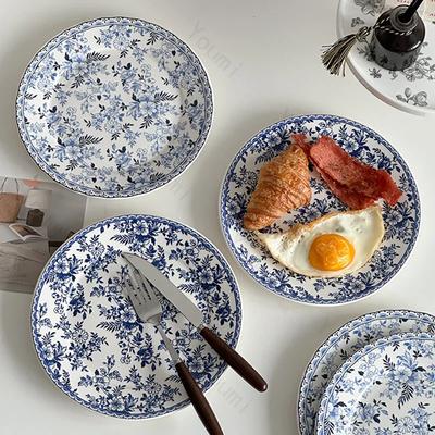 Retro Chinesischer Stil Speiseteller Leichter Luxus Kleine Blumen Keramikteller Nachmittagstee Dessert Obstteller Exquisites Geschirr