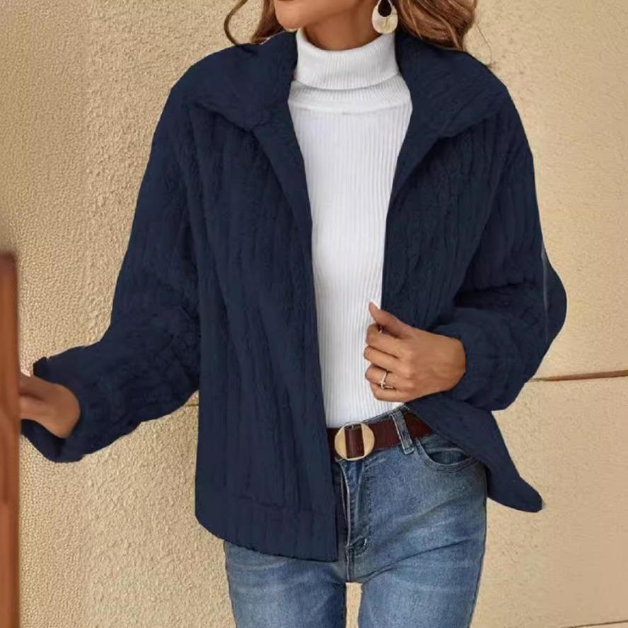 Autumn/Winter Women's Fur Plush Lapel Cardigan Short Coat