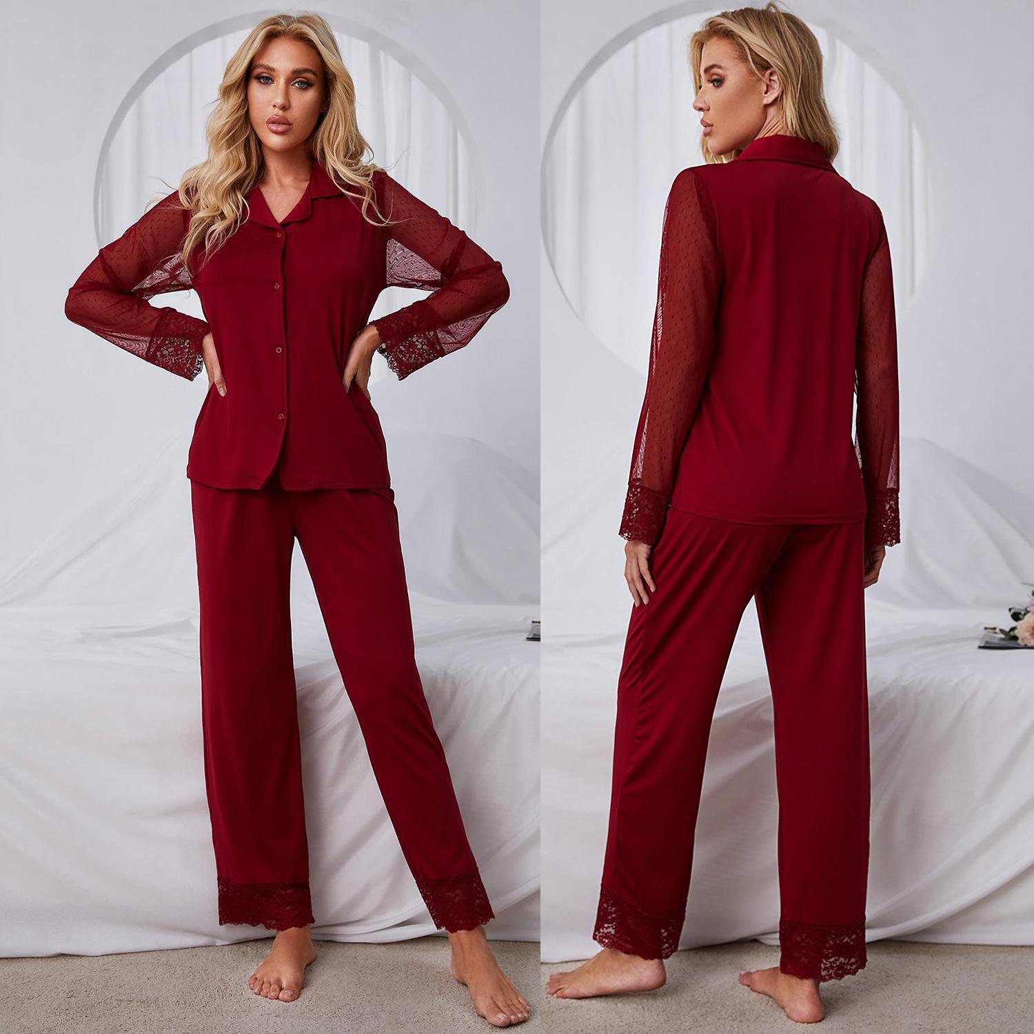 Женские спальные костюмы с сетчатыми рукавами — фото 4