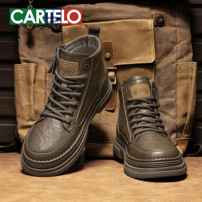 Herren 2025 Vintage-Stil High Top Herbst Lederstiefel mit Seitenreißverschluss & dicker Sohle