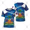 Haïti Vlagdag Korte Mouw T-shirt Voor Mannen Vrouwen Festival Straat Populaire Kleding Ronde Hals T-shirts 18 Mei Rood Blauw Print Tee Top
