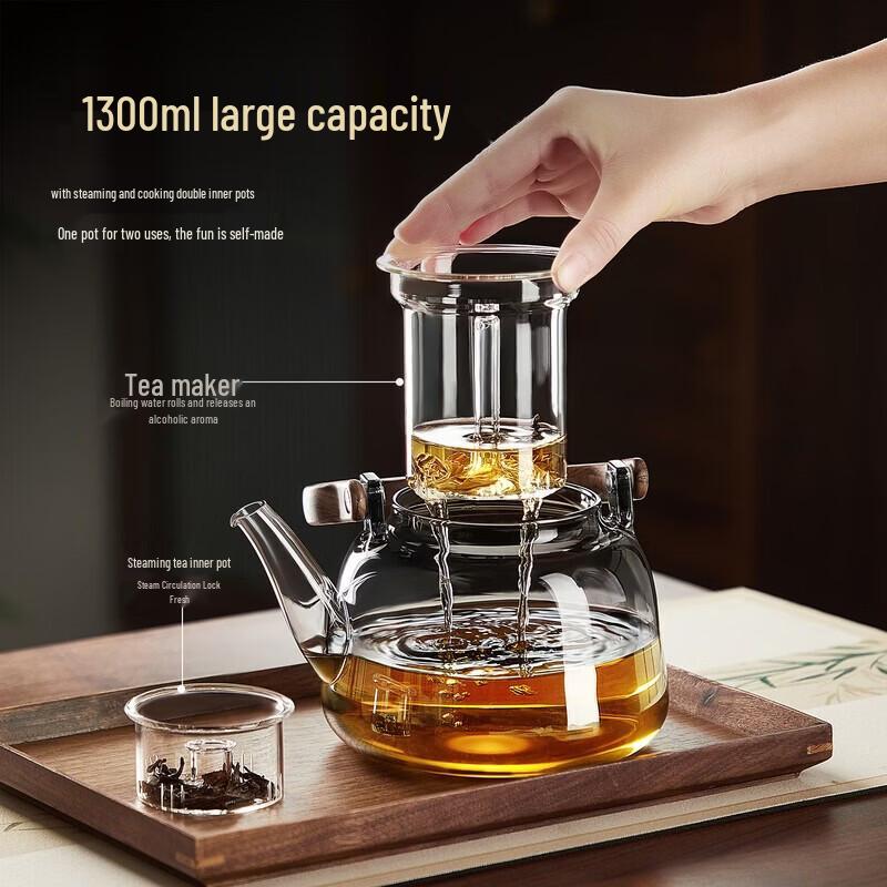 YIHUTEA High Borosilicate Glass Tea Pot with Strainer