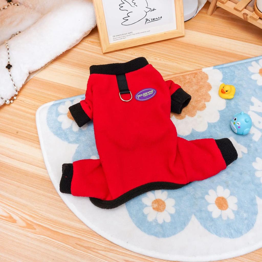 Autumn Winter Contrasting Four Legged Pants Pet Jumpsuit Little Dog Clothes Contrasting Patchwork Jacket Teddy Bear Small Dog