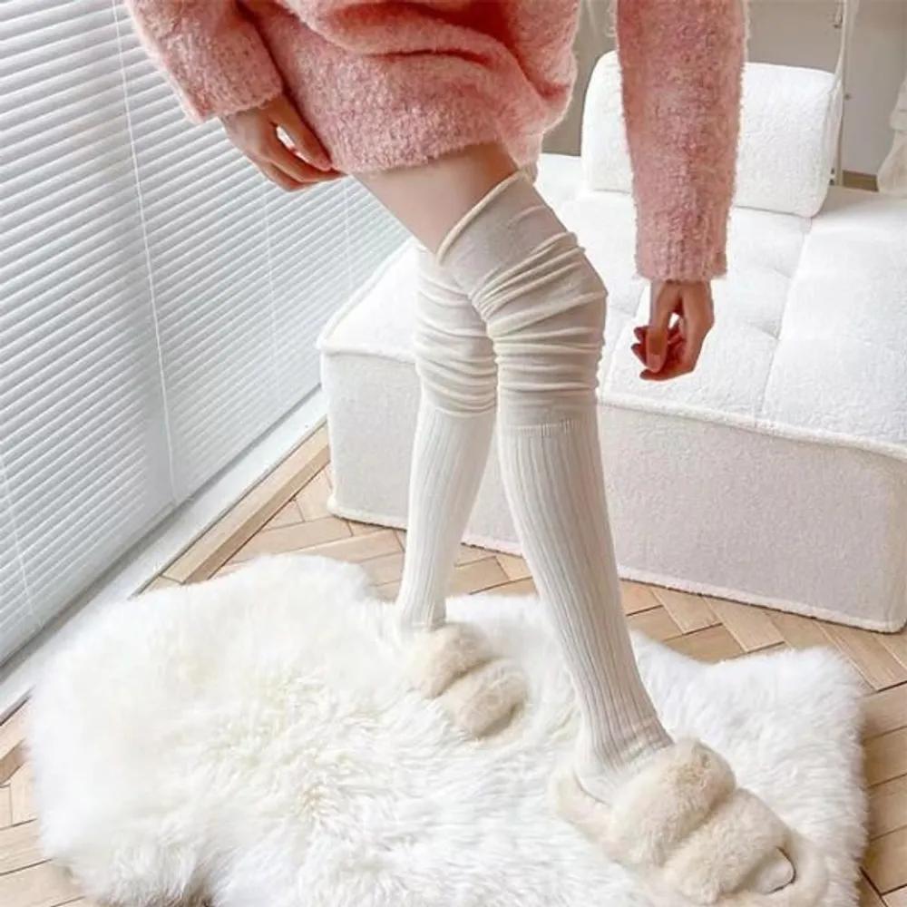 Anco Socks Ribbed Loose High Over-the-Knee Socks black