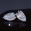 Huitan Fancy Leaf Shaped Stud Earrings Ear Piercing Full Cubic Zirconia Luxury Women's Accessories for Party Statement Jewelry