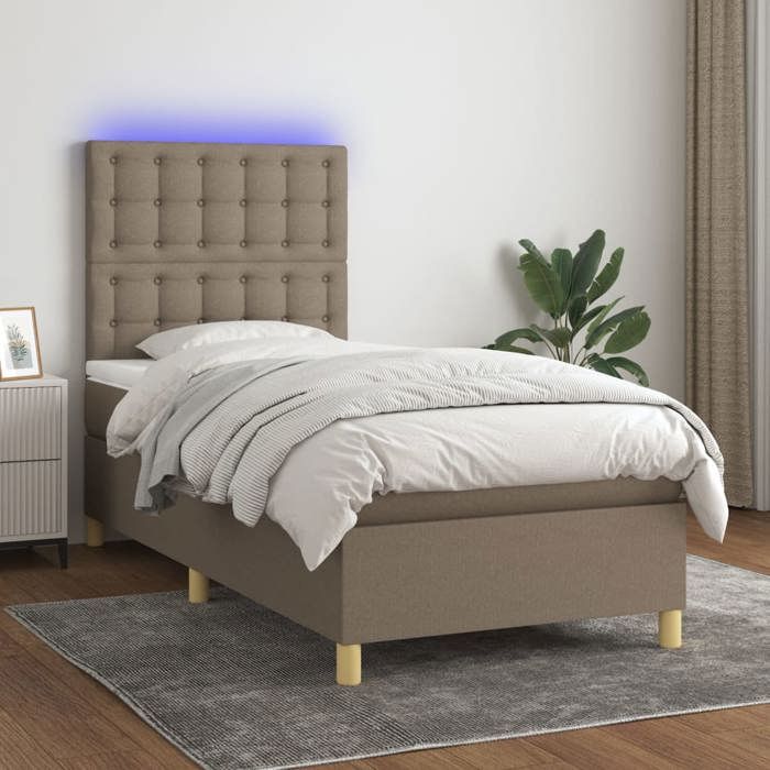 Maison Exclusive - Sommier à lattes de lit et matelas et LED Taupe 80x200cm Tissu