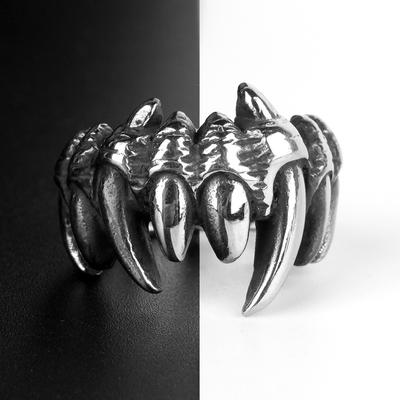 Stainless Steel Men Rings Beast Monster Teeth Punk Rock Hip Hop Cool for Biker Male Boyfriend Jewelry Creativity Gift