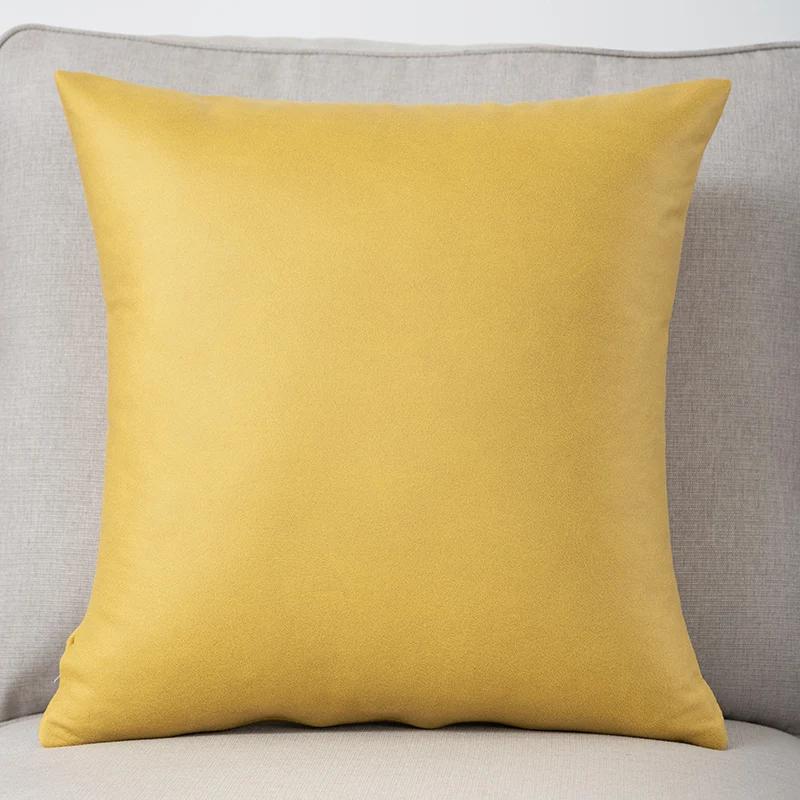 Solid Color Technology Cloth Pillowcase Modern Imitation Leather Waterproof Cushion Cover Nordic Sofa Living Room Decor