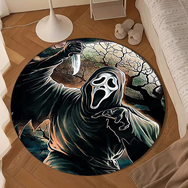 Ghostface Greetings Poster Round Rug for Livingroom,Bedroom, Palyroom, Chair Rug, Area rug, Circle Carpet, Large Size Fan Christmas gift