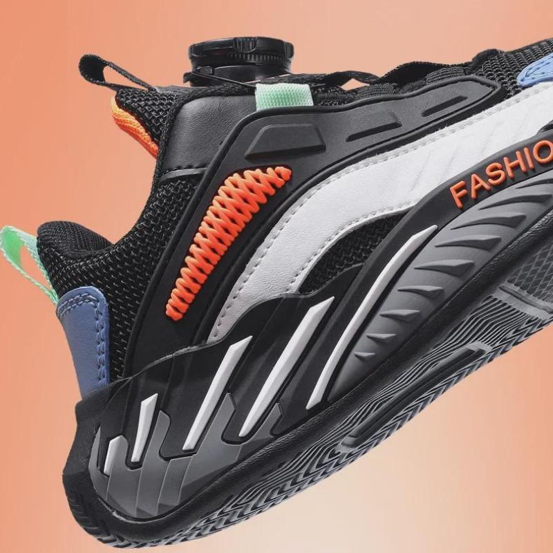 Outono 2025 Sapatos Esportivos Infantis: Tênis de corrida antiderrapantes e resistentes ao desgaste com fivela giratória para meninos e meninas