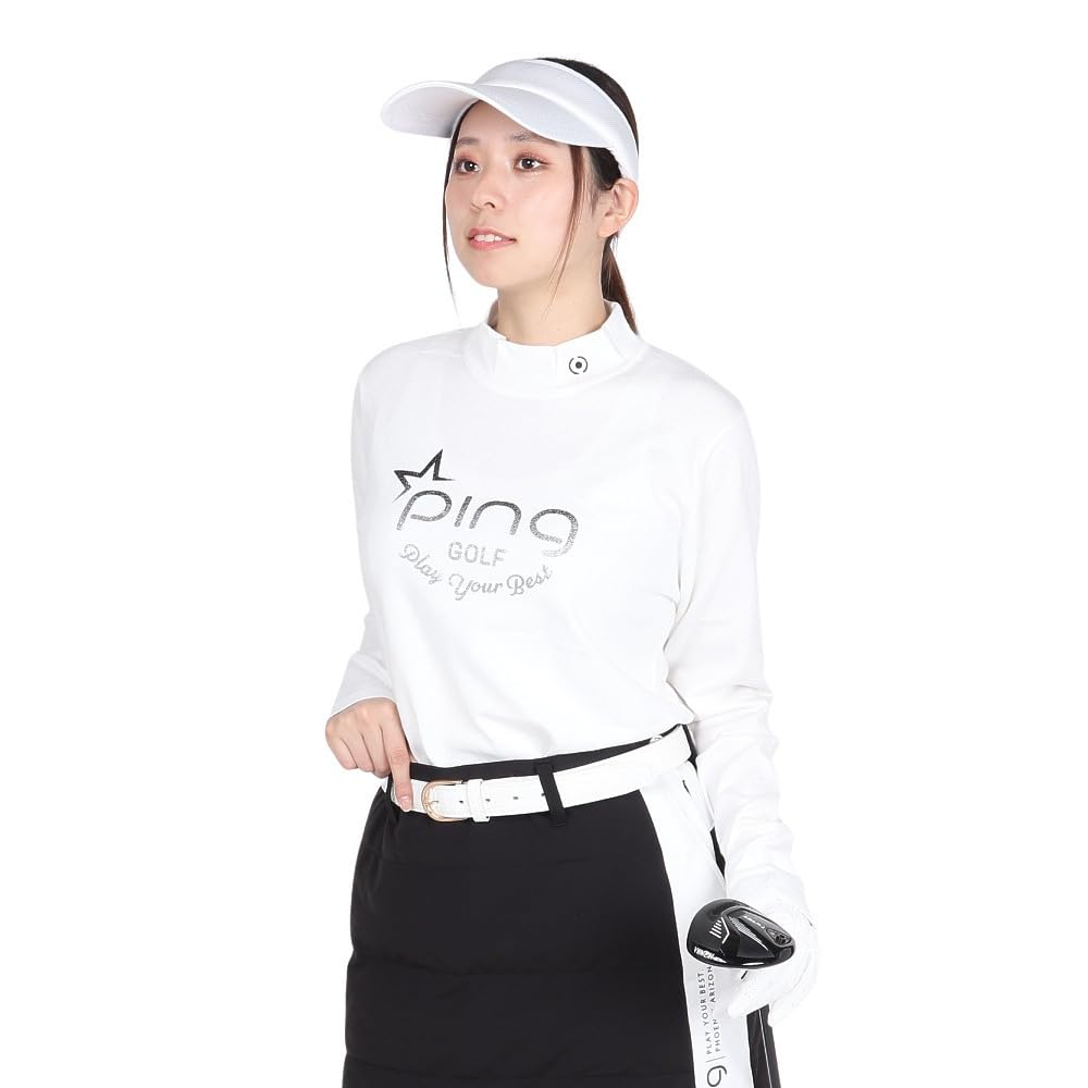 

Long Sleeve High Neck Knit Golf LL [Pin Apparel] Women s (Logo Print) / / 622-4275002 030_White