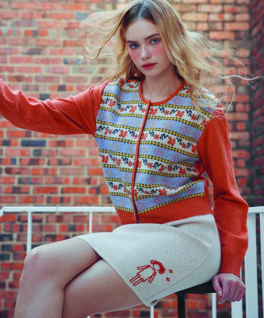 Molly'S Moment Fine Wool Blend Molly Drawing Knit Skirt Oatmeal