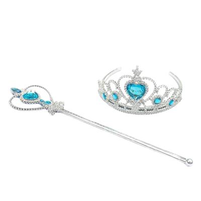 APOSITV Children's Princess Tiara and Wand Set of 2, Princess Magic Wand Toy for Kids and Girls (Blue)