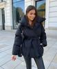 European and American women's clothing keeps warm and closes the waist, long sleeves tie the waist, loose and solid color fashionable autumn and w