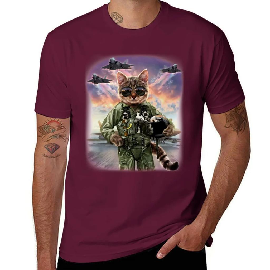 Cat as Air Force Jet Fighter Pilot T-Shirt oversized t shirt vintage clothes designer shirts men t shirts
