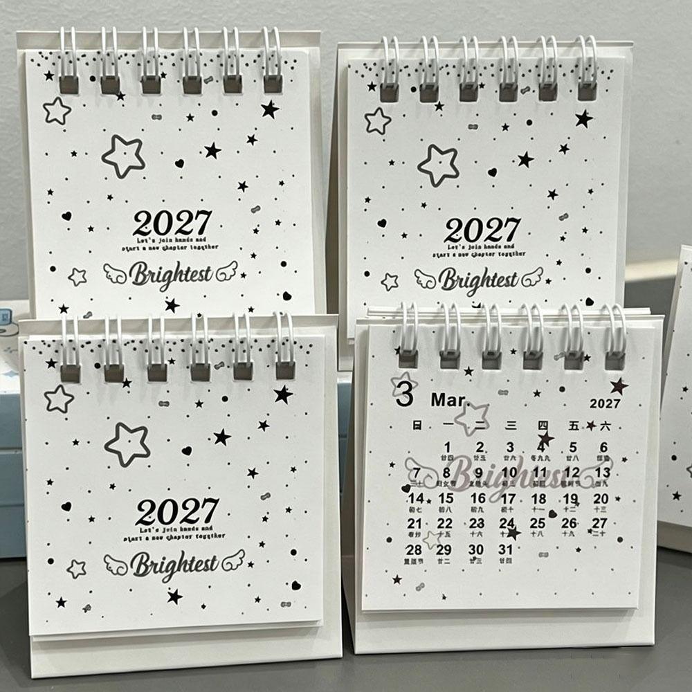 Portable 2027 Desk Calendar Polka Dots Paper Calendar Cute Mini Desktop Calendar  Desk Decor