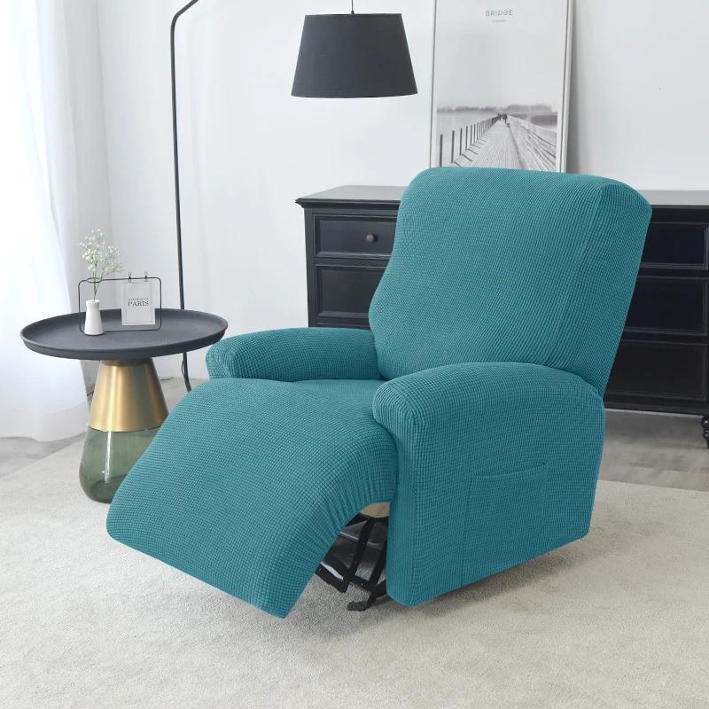 Solid Color Recliner Chair Cover Polar Fleece Non-Slip Single Sofa Covers for Living Room Lazy Boy Relax Armchair Slipcover