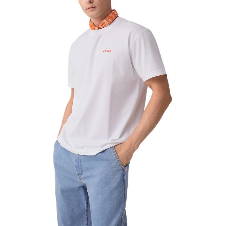 Levis Soft Casual Loose Ribbed Crew Neck Short Sleeve T-Shirt Men Tops White 002XA-0000
