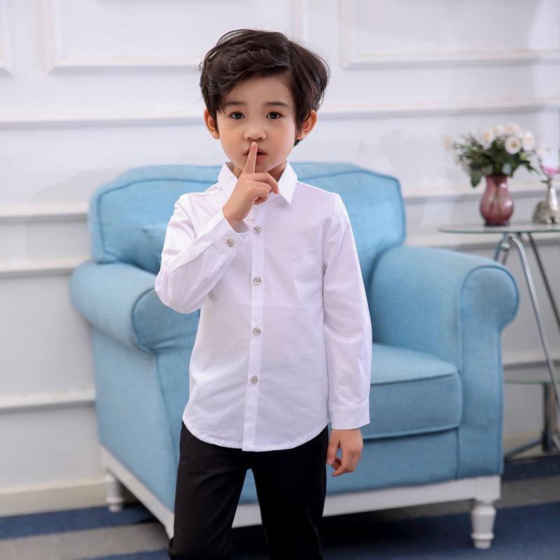 2025 Boys' Long Sleeve Solid Color Shirt - Small Suit Style