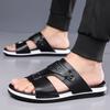 TUINANLE Unisex Casual Leather Slippers Mens Outdoor Open Toe Sandals Lightweight Comfortable Daily Walking Leisure Shoes