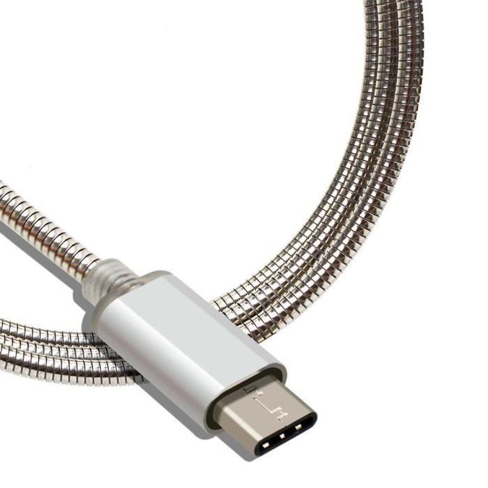 Câble USB Type C - Non spécifié - Lot de 2 - 1M - Argenté - Compatible avec plusieurs smartphones