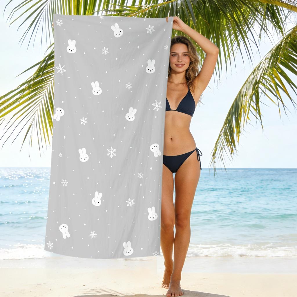 New Cute Rabbit Printed Microfiber Beach Towel Quick Dry Soft Bath Towel For Kids
