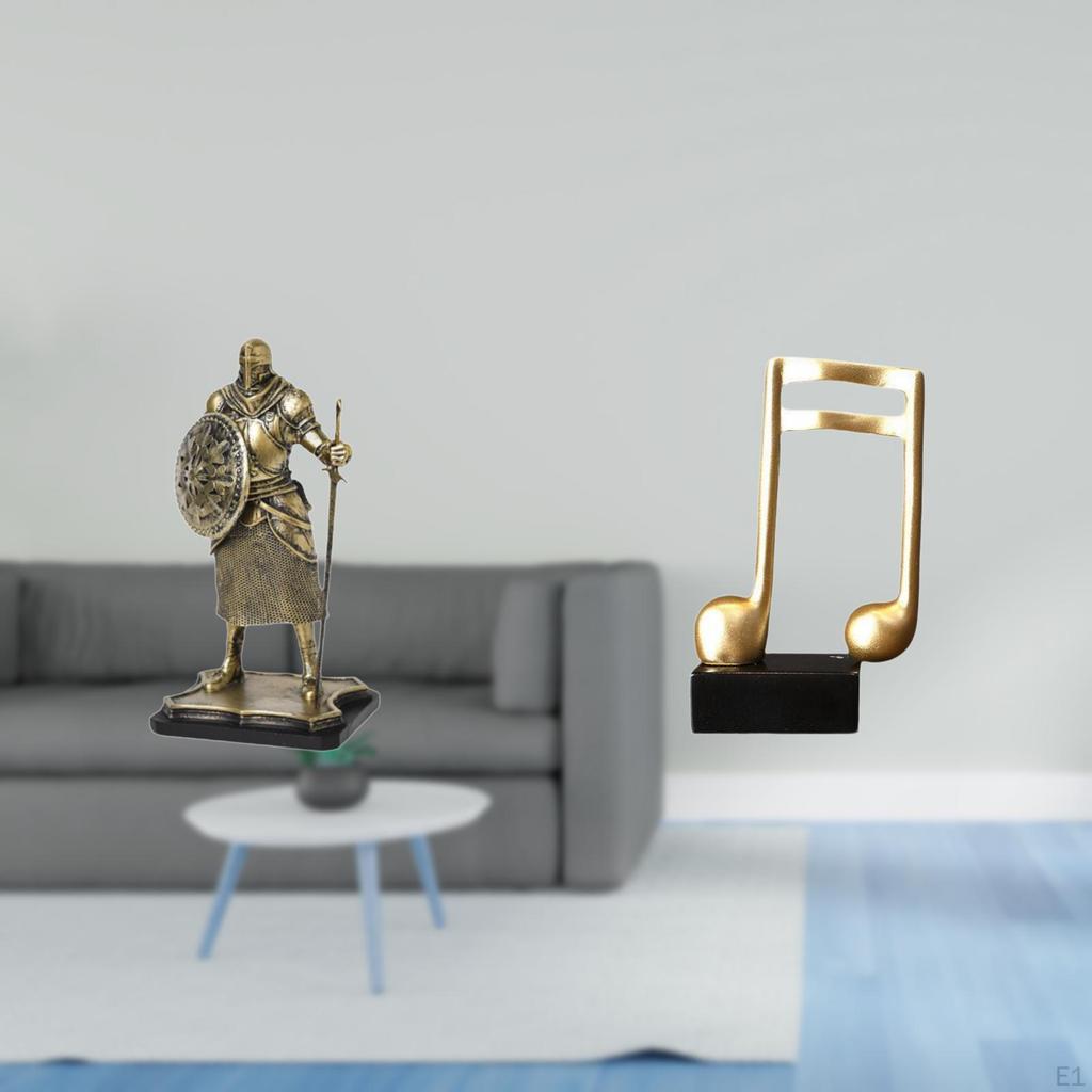 European Knight Music Note Sculpture Creative Resin Figurine Decorative Ornament for Entryway Living