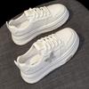 Summer Breathable Thin Shoes Women's Leather Little White Shoes Spring and Autumn New Thick-soled Heightening Casual Sports Shoes