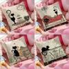 Cartoon Little Black Cat Cute Pillow Case Soft Plush Fabric Double-Sided Printed Cushion Cover Warm Winter Sofa Pillow Case