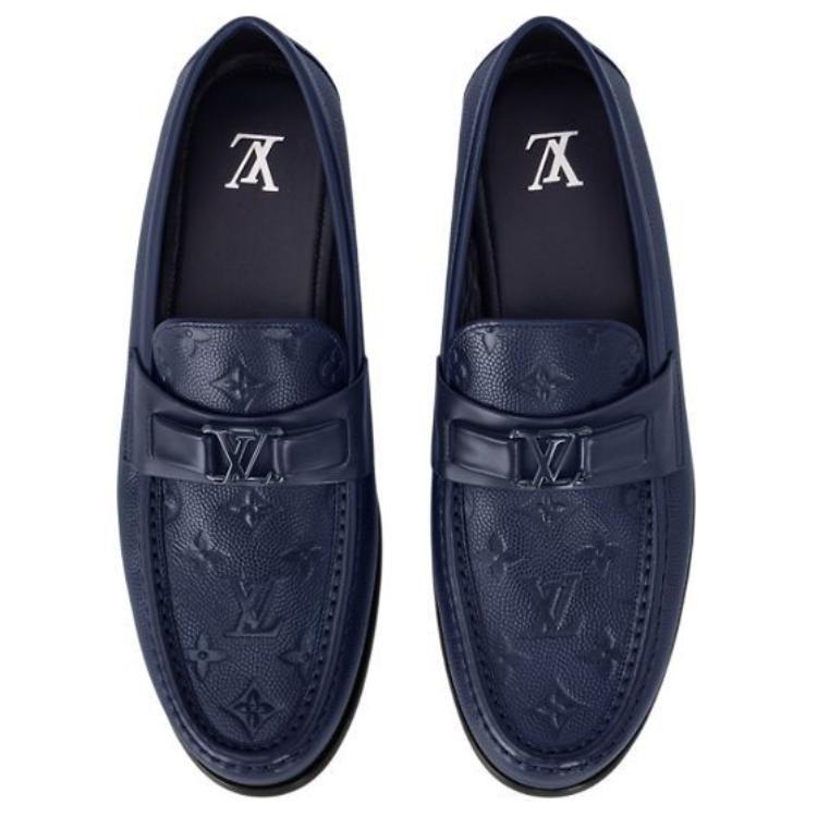 Louis Vuitton Major Cow Leather Loafers Men's Blue 1ADB7X