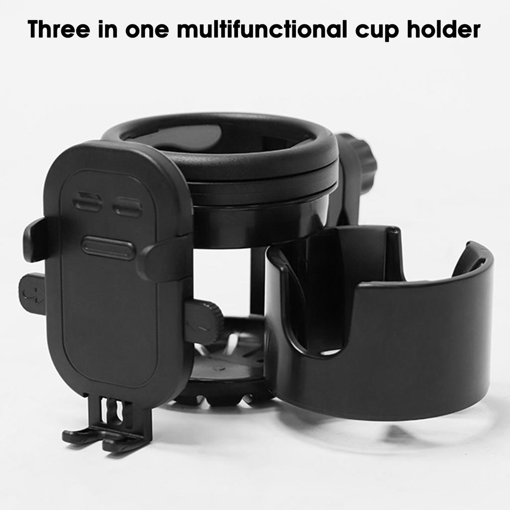 Universal Stroller Cup Holder Plastic Water Bottle Holders with Phone Storage Slot Suitable for Bikes Trolleys Wheelchair
