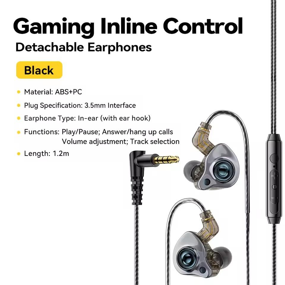 Essager 3,5 mm kabelgebundene Gaming-Kopfhörer In-Ear Muschel Kabelgebundene Kopfhörer mit Mikrofon Stereo Austauschbare Ohrstöpsel Sport Kabelgebundene Kopfhörer