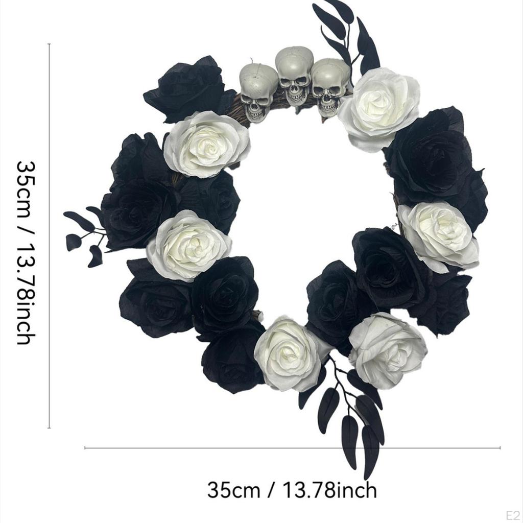 Halloween Skull Wreath Creepy Decorations Ornament Spooky Scene Flower