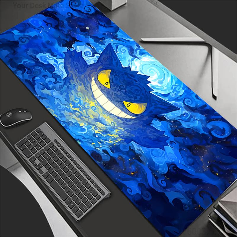 Pokemon Gengar Van Gogh Starry Night Gaming Mouse Pad Large Extended Desk Mat Smooth NonSlip Base for Gamer