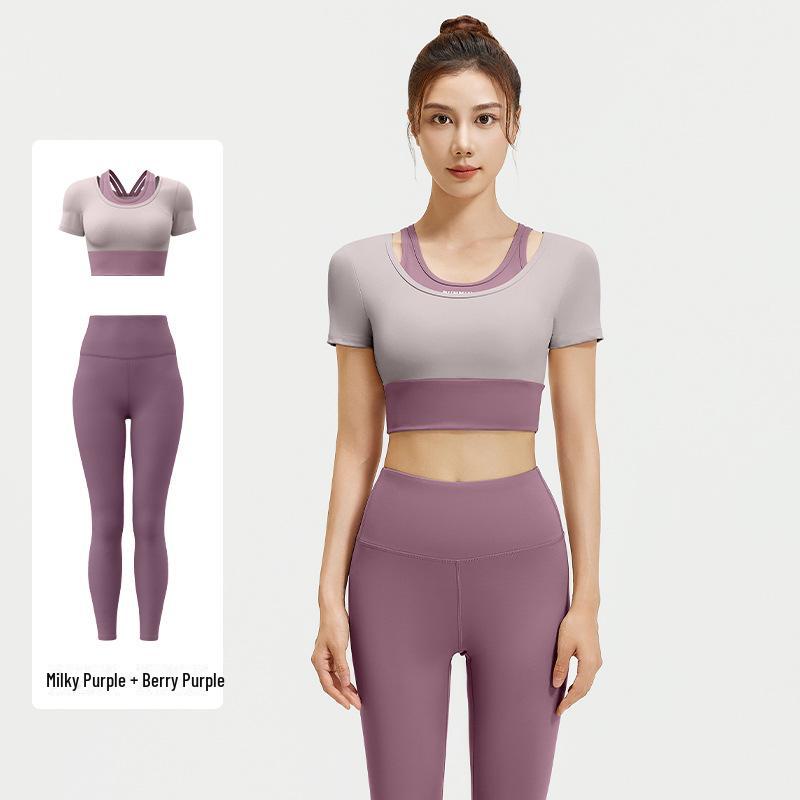 Juyitang Two-in-One Colorblock Yoga Suit - Bra-Free Fitness Apparel