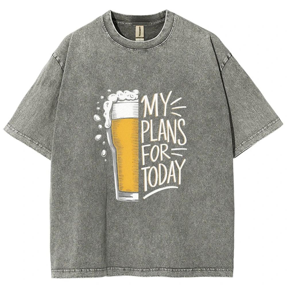 

Футболки унисекс с вареным эффектом MY PLANS FOR TODAY с принтом пива Женская мужская футболка Хлопковая оверсайз Смешные графические футболки для мужчин Топы 3XL
