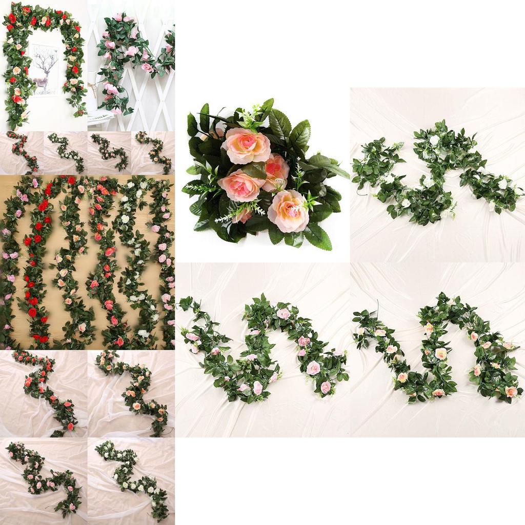 Rose Artificial 25m Leaf Garland Silk Flower Vine Ivy Wedding Garden Home Decor